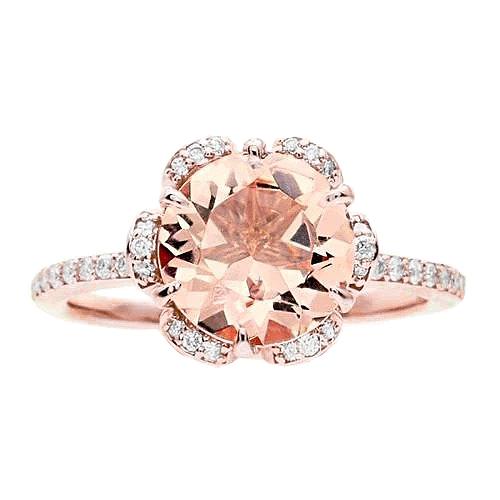 15.25 karat rundschliff morganit und diamanten ring gold rose 14k