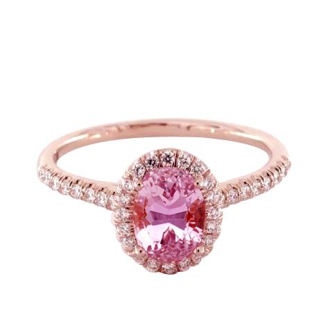 15.80 karat krappenset rosa kunzit und diamanten ring roségold 14k