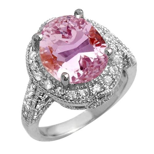 16 karat ovalschliff rosa kunzit und diamant ehering gold weiß 14k