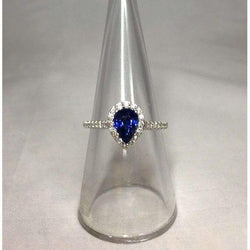 1,60 Ct Birnenschliff Sri Lanka Blauer Saphir Aus der Erde Abgebauter Natürlicher Diamantring