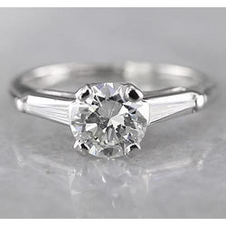 1,60 Karat Rund & Baguette Drei-Steine-Ring Weißgold 14K