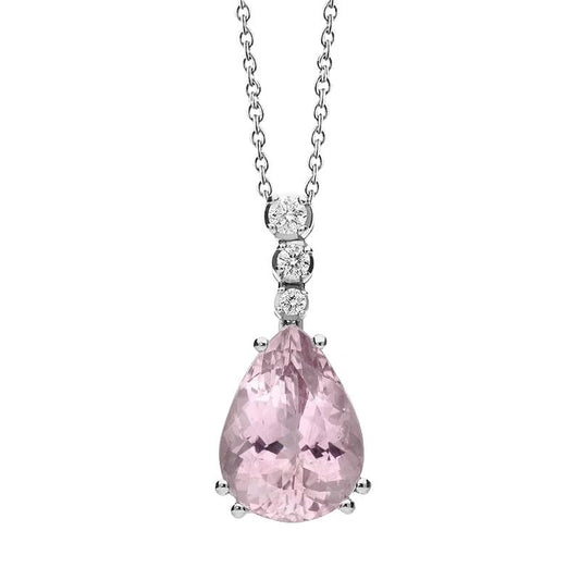 16.50 ct birnenschliff kunzit mit diamant halskette anhänger weißgold