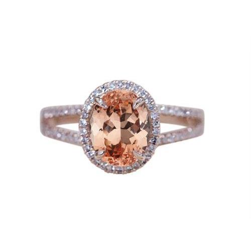 17,25 kt ovaler und rundschliff morganit mit diamanten ring roségold