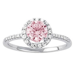 1,75 Karat Rosa Saphir & Aus der Erde Abgebauter Natürlicher Diamant Edelstein-Verlobungsring