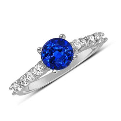 1,75 Karat Saphir-Aus der Erde Abgebauter Natürlicher Diamant-Edelstein-Ring im Rundschliff Weißgold 14K