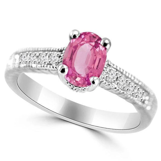 1,75 kt oval rosa saphir diamant vintage style ehering gold