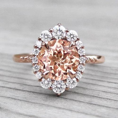 17,75 ct morganit und diamanten ring 14k gold rose