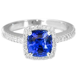 1,80 Ct Kissenschliff Sri Lanka Saphir Edelstein Ring Aus der Erde Abgebauter Natürlicher Diamantschmuck