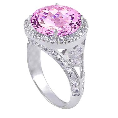 18.50 ct rosa kunzit mit diamanten jubiläumsring weißgold 14k