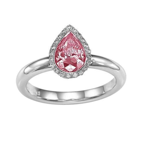 1.26 kt rosa saphir birne & runder diamant verlobungsring