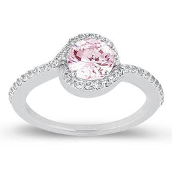 1.35 Kt Rosa Saphir & Runde Diamanten Verlobungsring Edelstein WG 14K