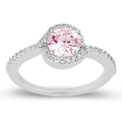 1.35 kt rosa saphir & runde diamanten verlobungsring edelstein wg 14k