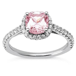 1.41 ct Kissen Rosa Saphir Jubiläum Halo Ring Edelstein