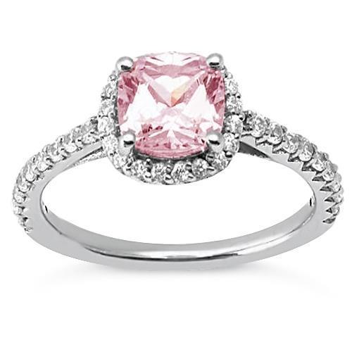 1.41 ct kissen rosa saphir jubiläum halo ring edelstein