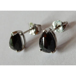 1.50 Karat Birnen-Ohrstecker Schwarze Aus der Erde Abgebauter Natürlicher Diamanten Weißgold 14K Finish