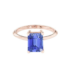1.50 Karat Classic Solitaire Ring Smaragdblauer Saphir Roségold 14K