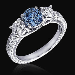 1.60 Karat Blauer Aus der Erde Abgebauter Natürlicher Diamant Verlobungsring Weißgold 14K