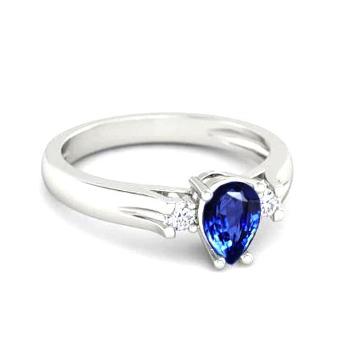 1.70 kt. birnenschliff sri lanka saphir und runder diamanten ring gold 14k