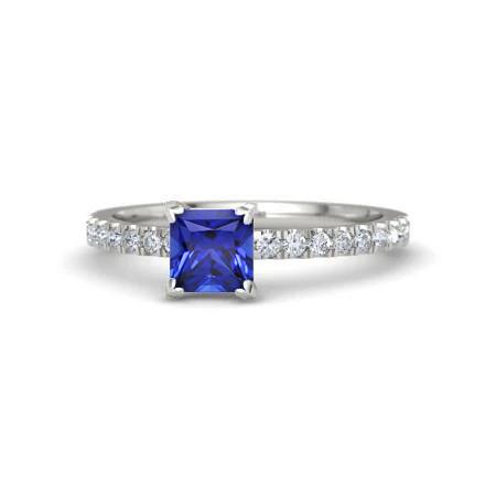 1.90 kt. sri lanka blauer saphir diamant-verlobungsring weißgold 14k