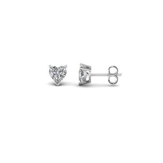 2 carats heart shape sparkling diamants studs earring white gold