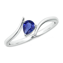 2 Karat Birne Solitär Weißgold Ring Ceylon Saphir Tension Style