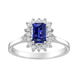 2 Karat Halo Aus der Erde Abgebauter Natürlicher Diamantring Smaragd Ceylon Saphir Edelstein Stern Stil