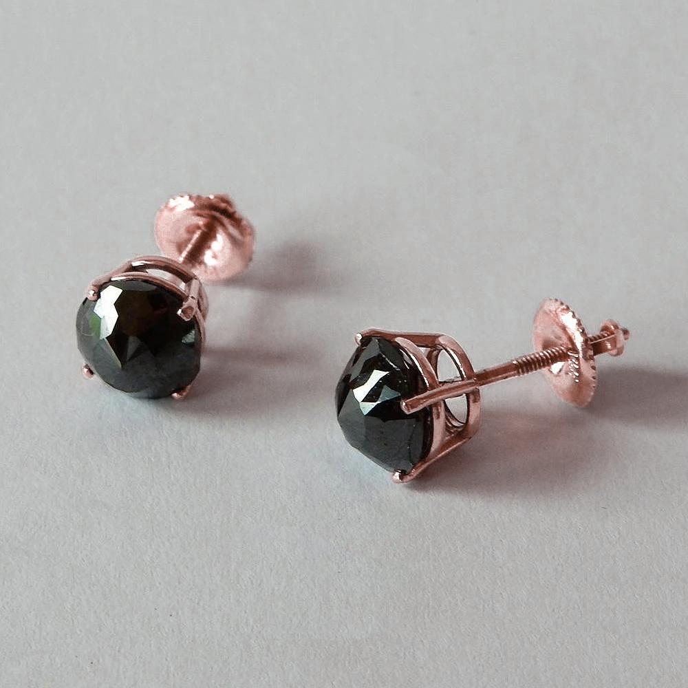 2 karat ohrstecker kissen schwarze diamanten roségold 14k schmuck