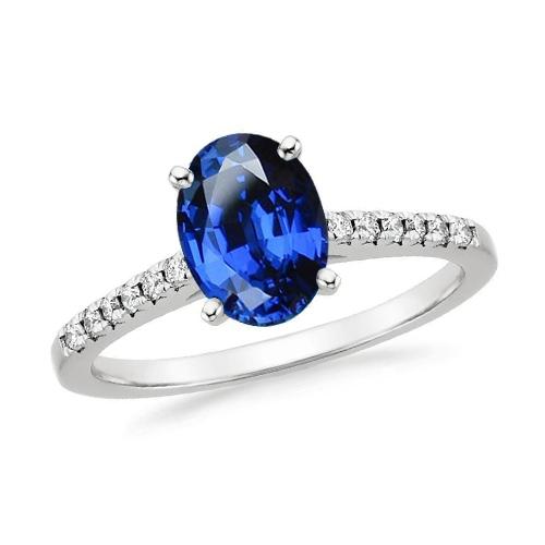 2 karat oval sri lanka blauer saphir diamantring weißgold 14k