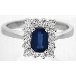 2 Karat Smaragd Ceylon Saphir und Aus der Erde Abgebauter Natürlicher Diamant Ring Weißgold 14K