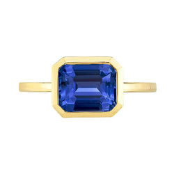 2 Karat Smaragd Solitaire Ceylon Saphir Lünette Set Ring Gelbgold