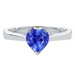 2 Karat Solitär-Ring Herz-Krapfen-Set Hellblaues Saphirgold 14K