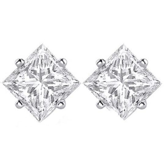 2 karat vier-krappen-set princess cut diamant f vs1 ohrstecker