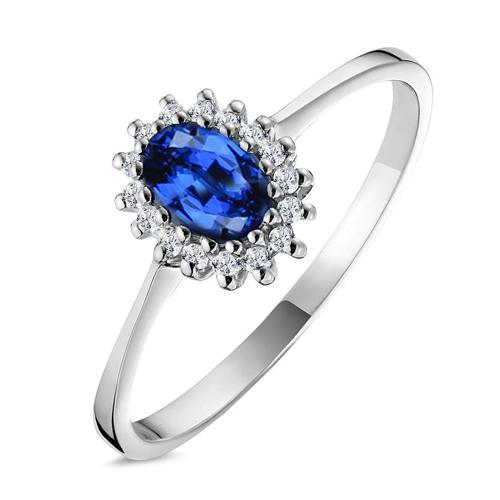 2 kt. ceylon saphir mit diamant jubiläumsring weißgold 14k