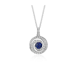 2 Kt. Sri Lanka Rundhalskette mit Saphir und Aus der Erde Abgebauter Natürlicher Diamant