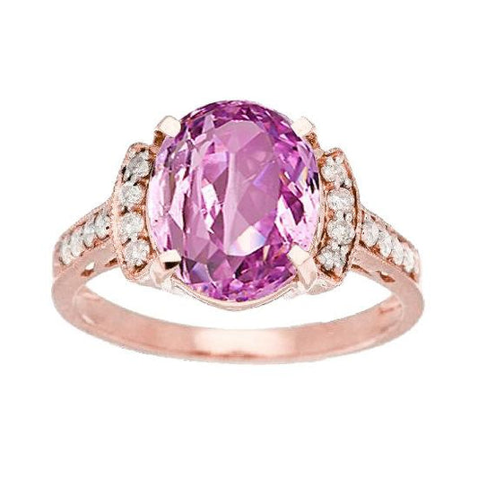 20,75 ct Roségold 14K rosa Kunzit mit Diamant-feinem Ringschmuck - harrychadent.de