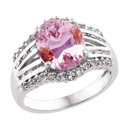 21,85 ct. Solitär mit Akzent Kunzit und Aus der Erde Abgebauter Natürlicher Diamanten Ring Weißgold