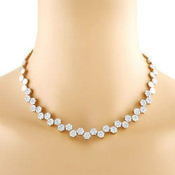21.00 ct Kleine Brillantschliff Aus der Erde Abgebauter Natürlicher Diamanten Damen Halskette Weißgold 14K