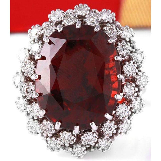 21.75 Kt Hessonit Granat Und Diamanten Ehering 14K Weißgold - harrychadent.de