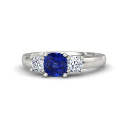 2,25 Kt. Ceylon Saphir Aus der Erde Abgebauter Natürlicher Diamanten Ring Weißgold 14K Neu