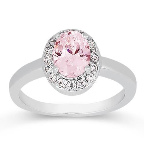 2,26 ct. halo pink ovaler edelstein-jubiläumsring weißgold