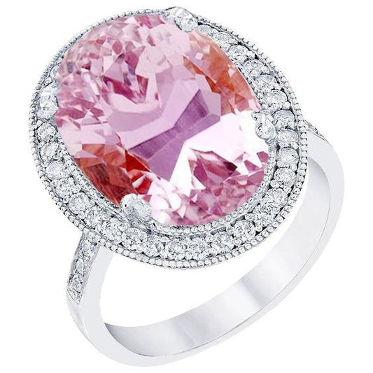 22.34 Kt Rosa Kunzit Und Diamanten Ring Weißgold 14K - harrychadent.de