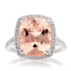 23.05 ct Big Morganit mit Aus der Erde Abgebauter Natürlicher Diamanten Ehering Gold Weiß 14K