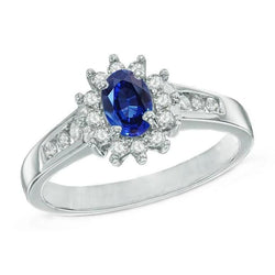 2,40 ct Ceylon Saphir und Aus der Erde Abgebauter Natürlicher Diamanten Ring Weißgold 14K