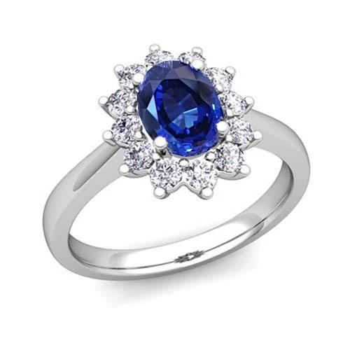 2,45 karat oval ceylon saphir mit diamanten ehering14k