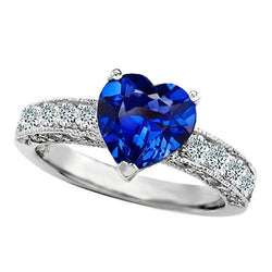 2,50 Karat Herzschliff Ceylon Blauer Saphir Aus der Erde Abgebauter Natürlicher Diamant Verlobungsring