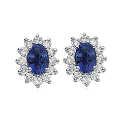 2,50 Karat Oval Blauer Aus der Erde Abgebauter Natürlicher Diamant Ohrstecker Aus der Erde Abgebauter Natürlicher Diamant Weißgold 14K