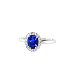 2,60 Karat Saphir mit Aus der Erde Abgebauter Natürlicher Diamantring Weißgold 14K
