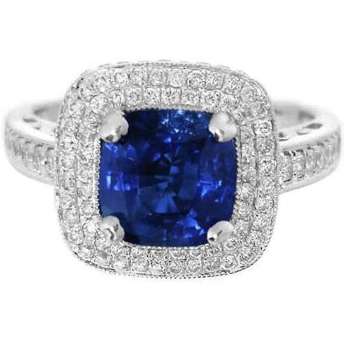 2,60 kt. ceylon saphir und diamant ring gold weiß 14k