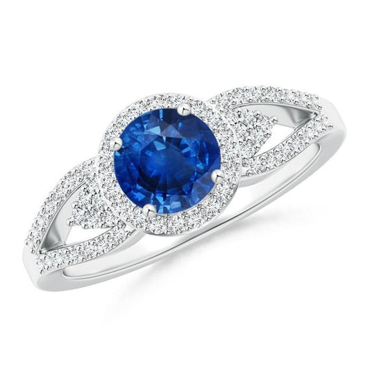 2,64 ct ring mit saphir und diamanten im rundschliff weißgold