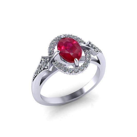 2,75 karat rubin und diamanten ehering 14k weißgold